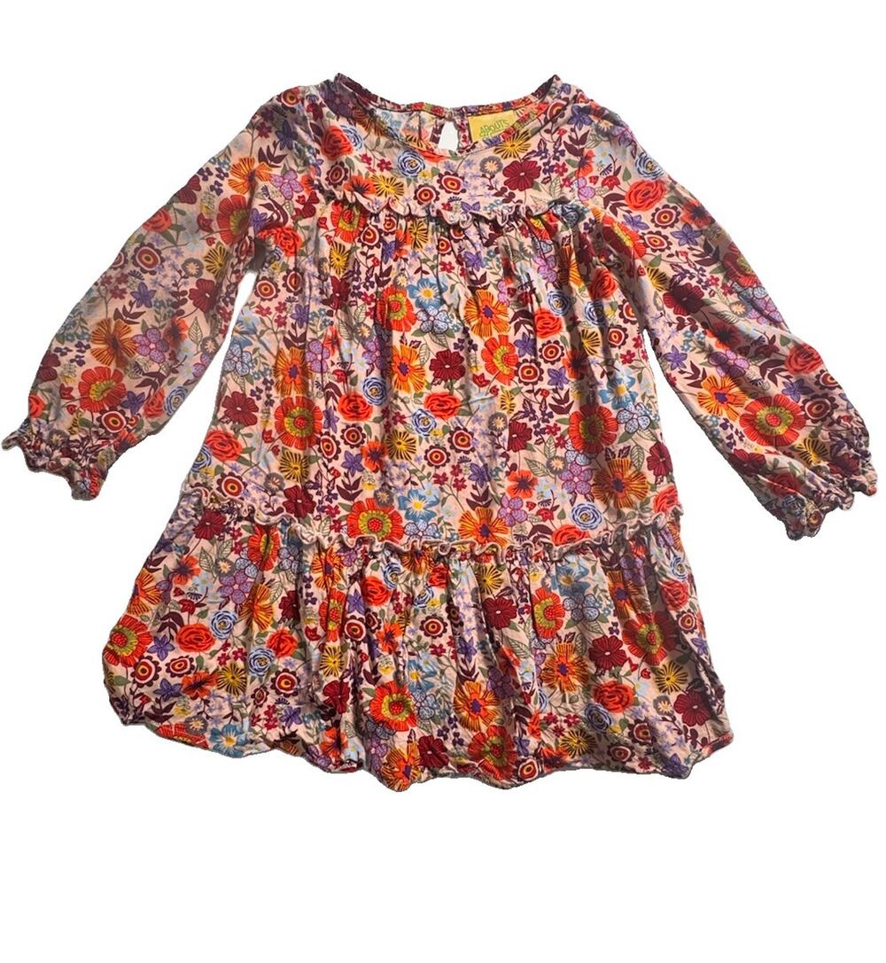 Thereabouts Girls 5T Floral Long Sleeve Tiered Dress Multicolor Rayon